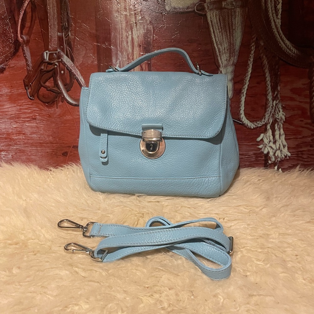 Roots blue leather bag